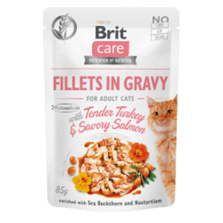 Brit Care Cat Fillets in Gravy with Tender Turkey & Savory Salmon 12x85 g