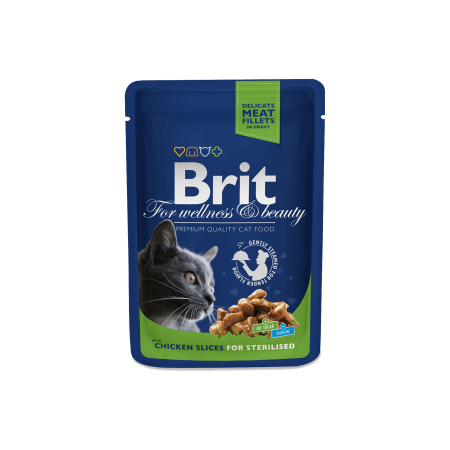 Brit Premium Cat Pouches Chicken Slices for Sterilised 24x100 g
