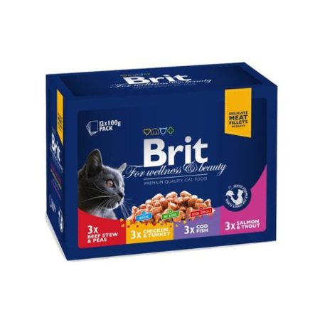 Brit Premium Cat Pouches Family Plate 1200 g (12×100 g)