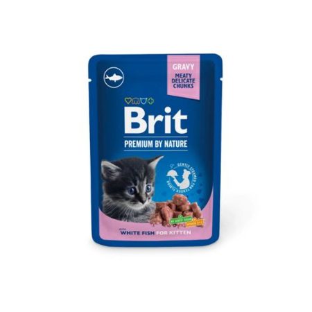 Brit Premium Cat Pouches White Fish for Kitten 24x100g