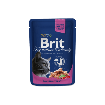 Brit Premium Cat Pouches with Salmon & Trout 24x100 g