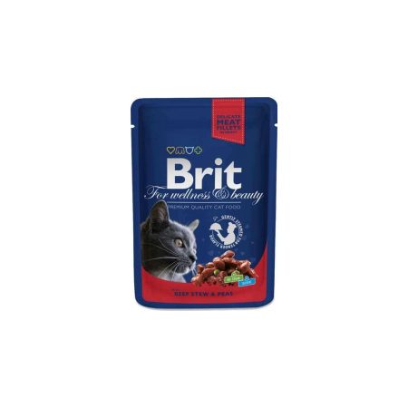 Brit Premium Cat Pouches with Beef Stew & Peas 24x100 g