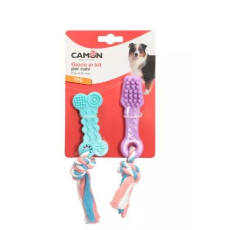 Camon Köteles TPE játék csont és fogkefe kb 10cm