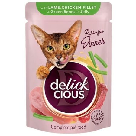 Delickcious Bárányszeletek csirkefilével és zöldbabbal szószban 85g