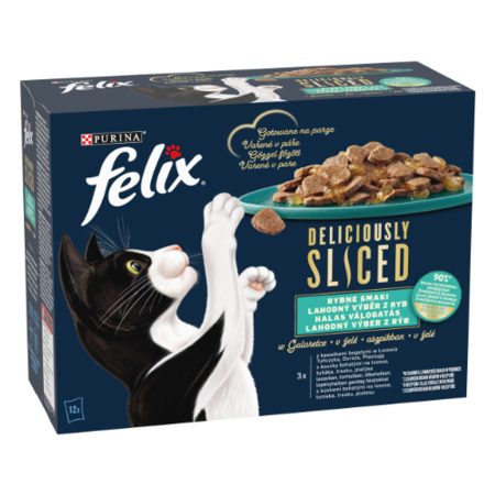 Felix Deliciously Sliced Halas válogatás aszpikban nedves macskaeledel 12x80g