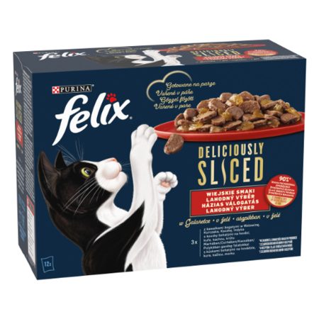 Felix Deliciously Sliced Házias válogatás aszpikban nedves macskaeledel 12x80g