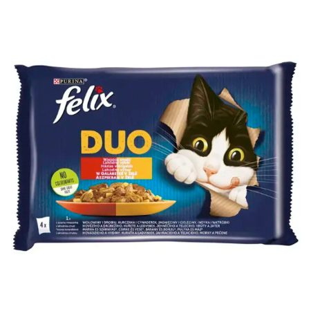 Felix Fantastic Duo Házias válogatás aszpikban nedves macskaeledel 4x85g