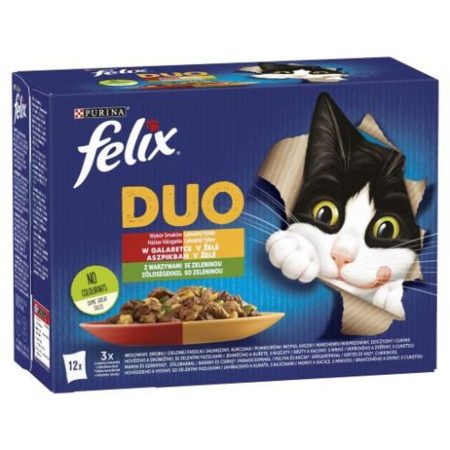 Felix Fantastic Duo Házias válogatás zöldséggel aszpikban nedves macskaeledel 12x85g