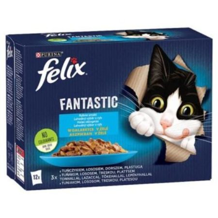 FELIX FANTASTIC Halas válogatás aszpikban nedves macskaeledel 12x85g