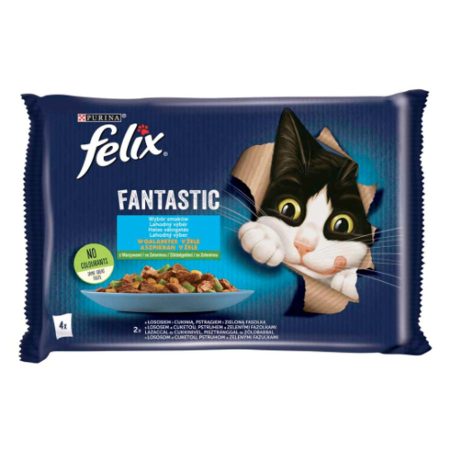 Felix Fantastic Lazaccal és cukkinivel és Pisztránggal és zöldbabbal aszpikban nedveseledel 4x85g