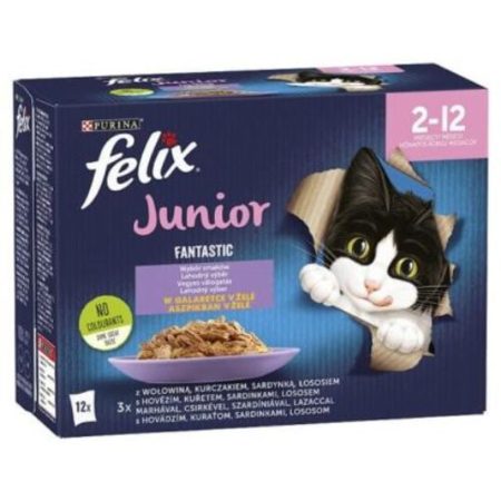 FELIX FANTASTIC Junior Vegyes válogatás aszpikban nedves macskaeledel 12x85g
