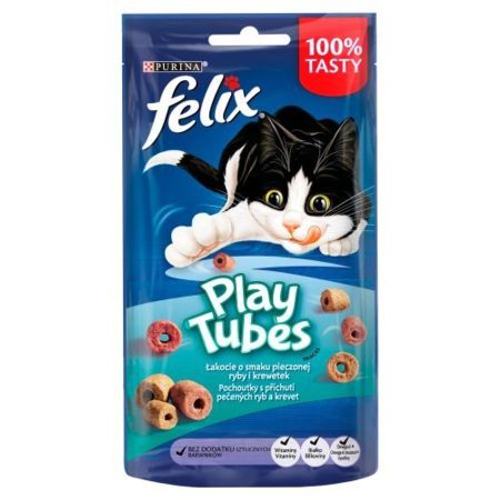 Felix Play Tubes Hal és Garnélarák ízű macska jutalomfalat 50g