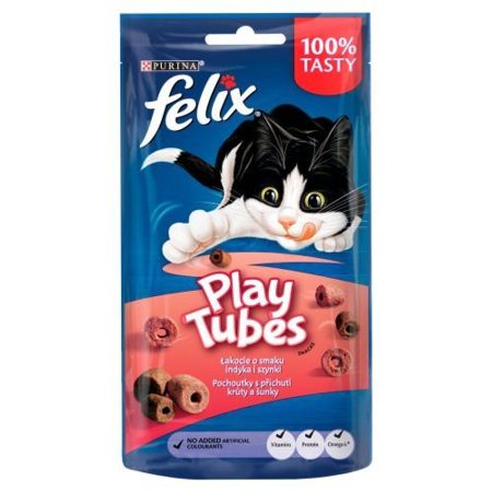 Felix Play Tubes Pulyka és Sonka ízű macska jutalomfalat 50g