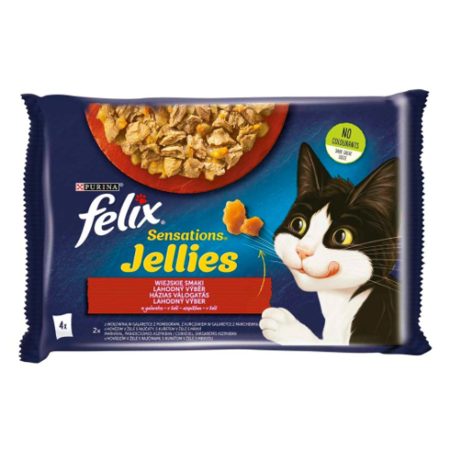 FELIX SENSATIONS JELLIES Házias válogatás aszpikban nedves macskaeledel 4x85g