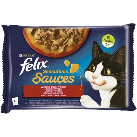 FELIX SENSATIONS SAUCES Házias válogatás szószban nedves macskaeledel 4x85g