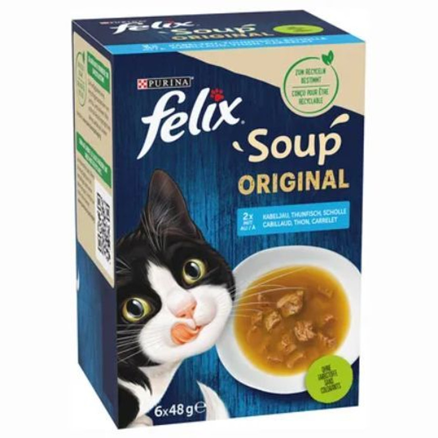FELIX Soup Original Halas válogatás szószban nedves macskaeledel 6x48g