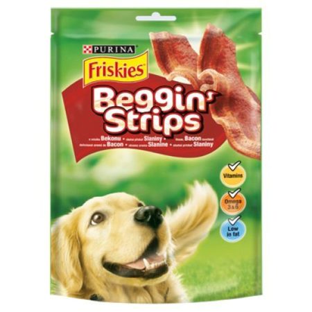 Friskies Beggin' Strips Bacon ízesítésű kutya jutalomfalat 120g