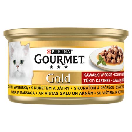 GOURMET GOLD Csirkével és májjal szószban nedves macskaeledel - 12x85 g