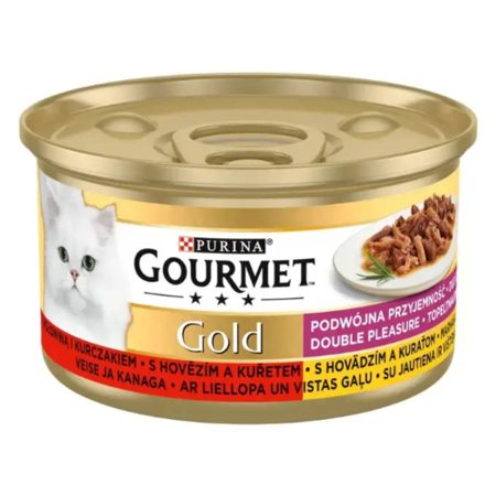 GOURMET GOLD Csirkével és marhával duó élmény nedves macskaeledel - 12x85 g