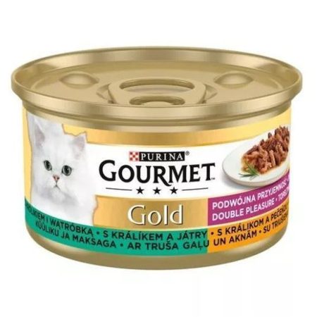 GOURMET GOLD Nyúllal és májjal duó élmény nedves macskaeledel - 12x85 g