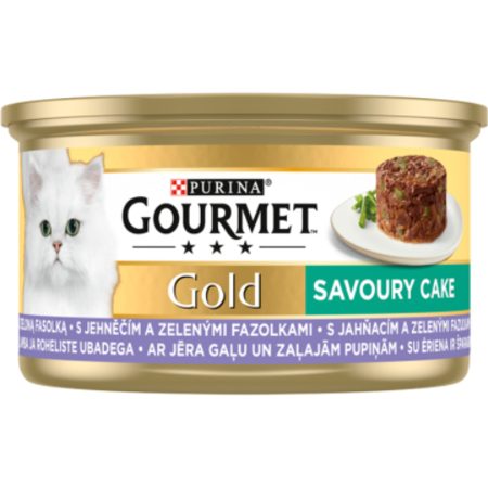GOURMET GOLD Savoury Cake Báránnyal és zöldbabbal nedves macskaeledel - 12x85 g