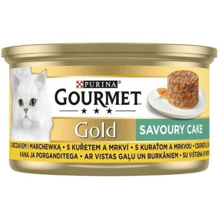 GOURMET GOLD Savoury Cake Csirkével és sárgarépával nedves macskaeledel - 12x85 g