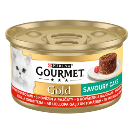 GOURMET GOLD Savoury Cake Marhával és paradicsommal nedves macskaeledel - 12x85 g
