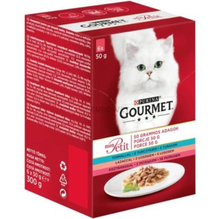 GOURMET MON PETIT Tonhallal/Lazaccal/Pisztránggal nedves macskaeledel 6x50g