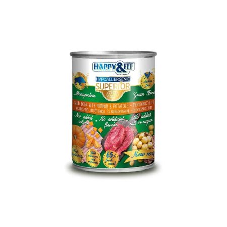 Happy&Fit Superior 100% Monoprotein - Friss vaddisznóhús sütőtökkel 400g