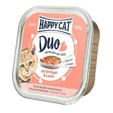 Happy Cat Duo Pástétomos Falatkák Szárnyas-Lazac 100g
