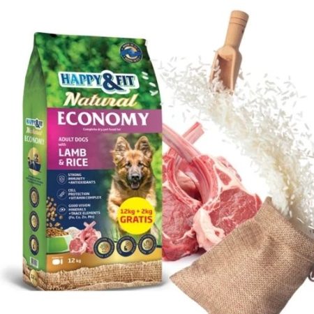 Happy&Fit Natural Economy Adult with Lamb and Rice 12kg+2kg
