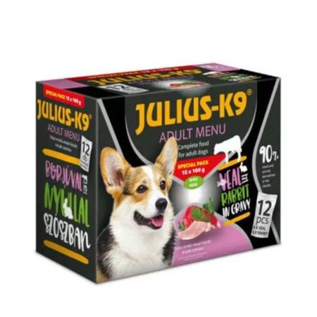 Julius - K9 Adult Menu Veal & Rabbit - nedves eledel válogatás szószban kutyák részére 12x100g