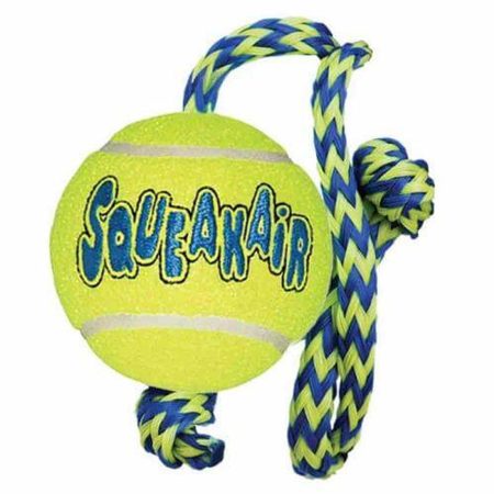 KONG Játék Squeaker Tenisz Labda Kötéllel