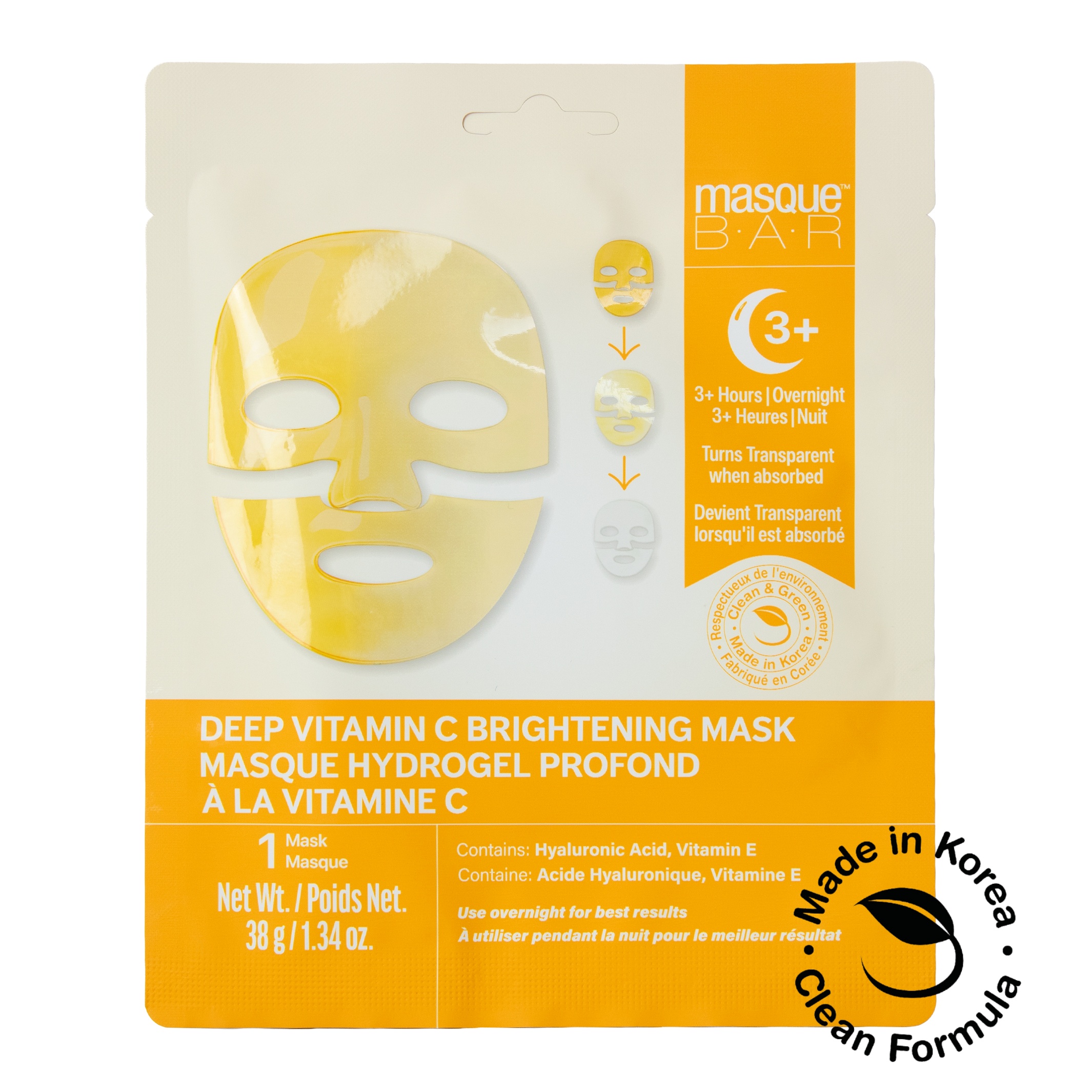 Masque BAR 38g Intenzív ragyogásfokozó koreai hidrogel arcmaszk C vitaminnal és hialuron savval