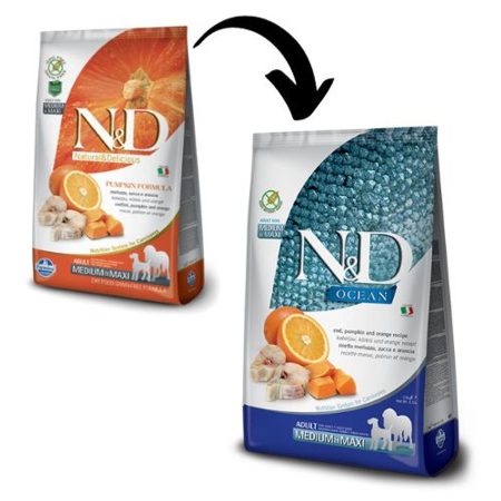 N&D Dog Grain Free tőkehal&narancs sütőtökkel adult medium/maxi 2x 12kg kutyatáp