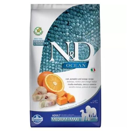 N&D Dog Ocean tőkehal sütőtök&narancs adult medium/maxi 2