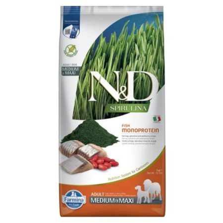 N&D Spirulina Dog Hering Adult Medium/Maxi Kutyatáp 7kg
