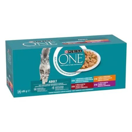 Purina ONE Adult Csirkével marhával báránnyal tengeri hallal nedves macskaeledel 40x85g