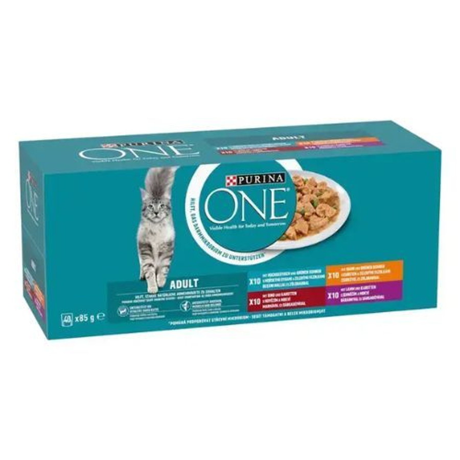 Purina ONE Adult Csirkével marhával báránnyal tengeri hallal nedves macskaeledel 40x85g