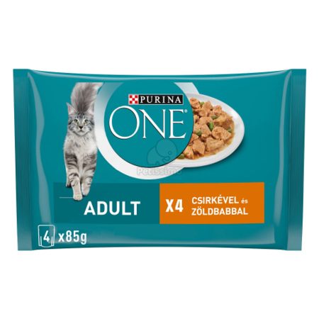 Purina ONE Csirkével és Zöldbabbal nedves macskaeledel 4x85 g
