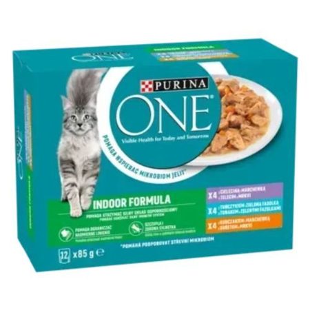 Purina ONE Indoor Csirkével borjúval tonhallal nedves macskaeledel 12x85g