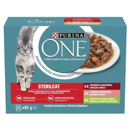 Purina ONE Sterilcat Marhával lazaccal pulykával nedves macskaeledel 12x85g