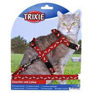Trixie hám+póráz cica mintás