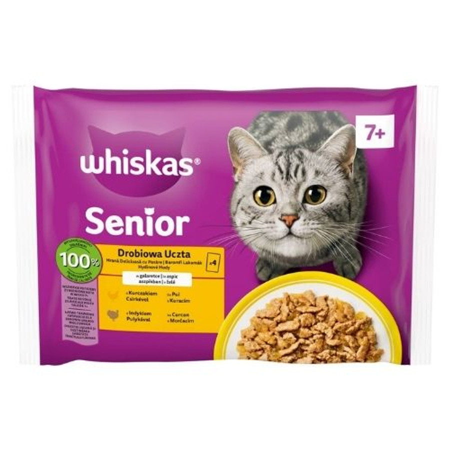WHISKAS alutasak Senior Baromfi válogatás aszpikban 4x85g