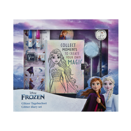 Naplókészlet Frozen csillámokkal