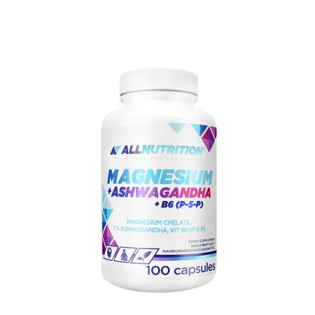 ALLNUTRITION Magnézium + Ashwagandha + B6-vitamin (P-5-P) (100 kapszula)
