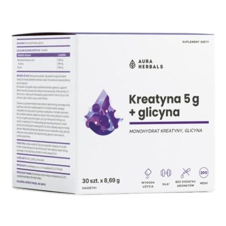 AURA HERBALS Kreatin-monohidrát 5 g + Glicyne tasakok (30 db)