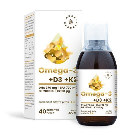 AURA HERBALS Omega-3 - 370 DHA / 700 EPA + D3 2000 NE + K2 (200 ml / 6