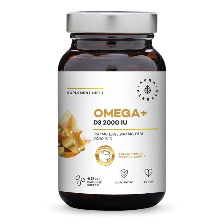 AURA HERBALS Omega+ D3-vitamin 2000 NE (60 sgel kapszula)