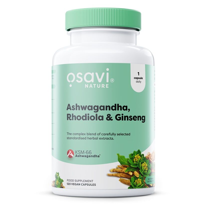 Ashwagandha + Rhodiola és ginseng - 120 vegán kapszula